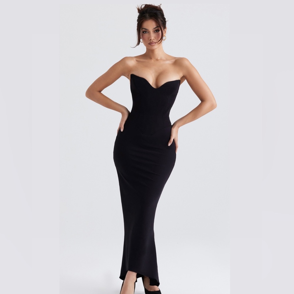 House of CB Black Strapless Corset Dress